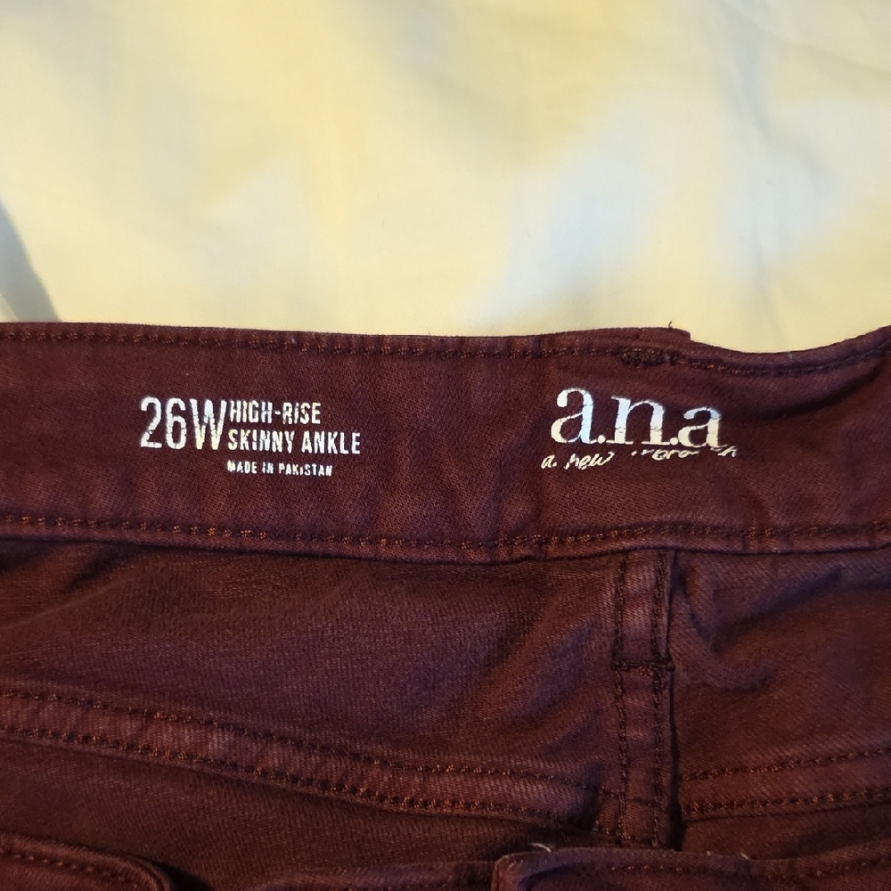 a.n.a High-Rise Skinny Ankle Jeans in Deep Burgundy